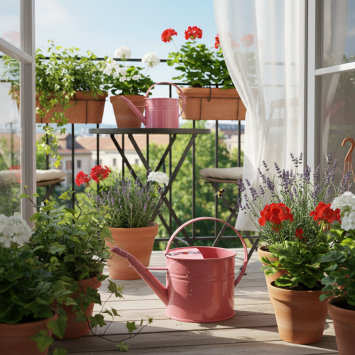 Arrosoir décoratif en métal, pot de fleurs rose, 1,25 l, intérieur/extérieur, balcon | Floristik24.fr