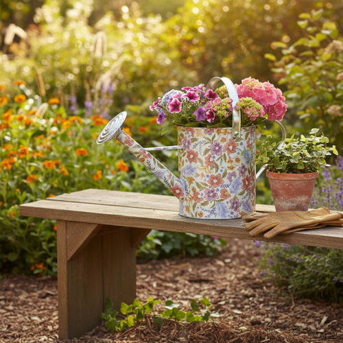 Arrosoir décoratif en métal, pot de fleurs vintage, Ø18cm | Floristik24.fr