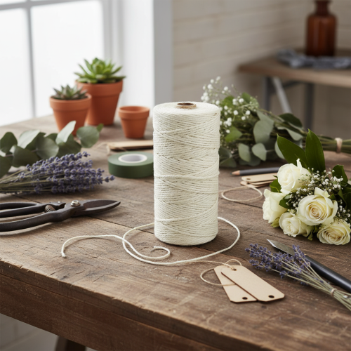 Cordon de jute, ficelle de jute naturelle, couleurs naturelles, blanchi, Ø 3 mm, L 200 m | Floristik24.fr