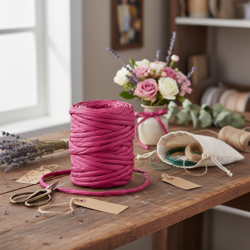 Cordon de papier 6mm 23m rose | Floristik24.fr