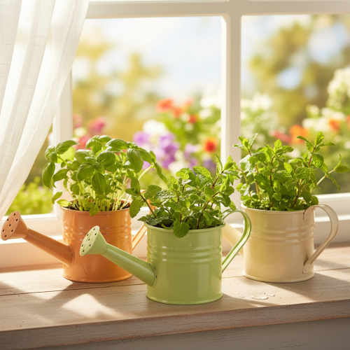 Ensemble de 8 pots de fleurs décoratifs en métal multicolores, 16,5 x 7 cm - Idéaux pour balcon et cuisine | Floristik24.fr