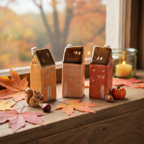 Lot de 3 Mini Maisons Décoratives en Céramique 10 cm pour Intérieur | Floristik24.fr