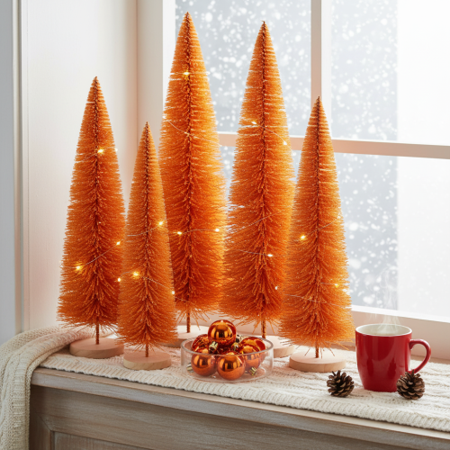 Arbre décoratif en matériau artificiel orange 60 cm sur base en bois | Floristik24.fr