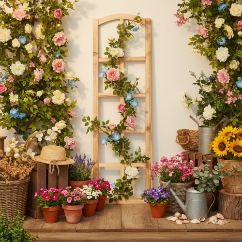 Cadre fenêtre en bois pour décoration murale 100 cm | Floristik24.fr
