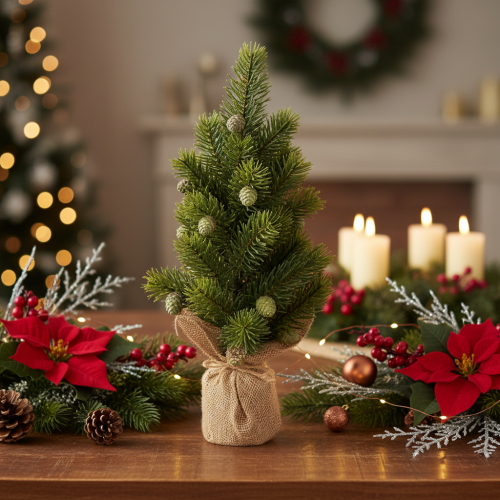 Mini sapin artificiel en jute - Décoration de table de Noël - 38 cm | Floristik24.fr