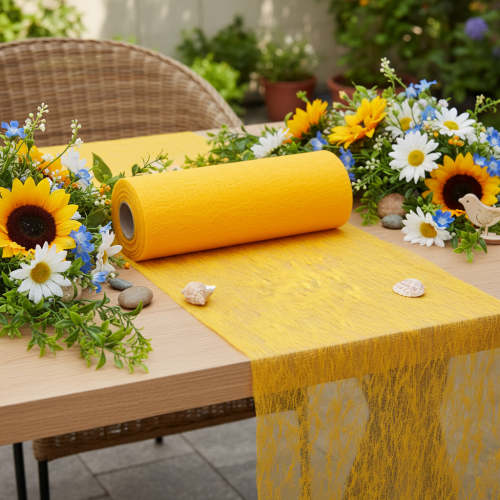 Chemin de table en intissé jaune 23 cm x 25 m | Floristik24.fr