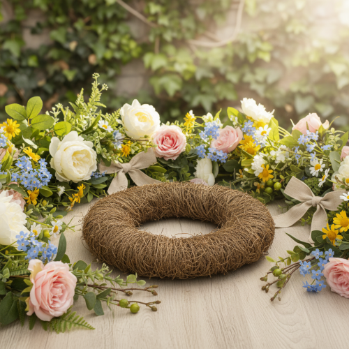 Couronne en sarment naturel 45 cm pour décoration et loisirs créatifs | Floristik24.fr
