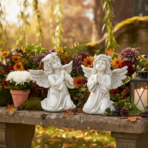 Figurines d’anges en prière 13 cm – Lot de 2 | Floristik24.fr
