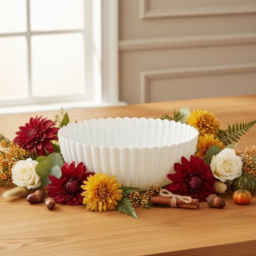 Coupe décorative en plastique gris clair à relief - 25 cm | Floristik24.fr