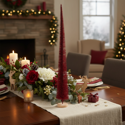 Sapin de décoration moderne et fin sur socle en bois, 80 cm | Floristik24.fr