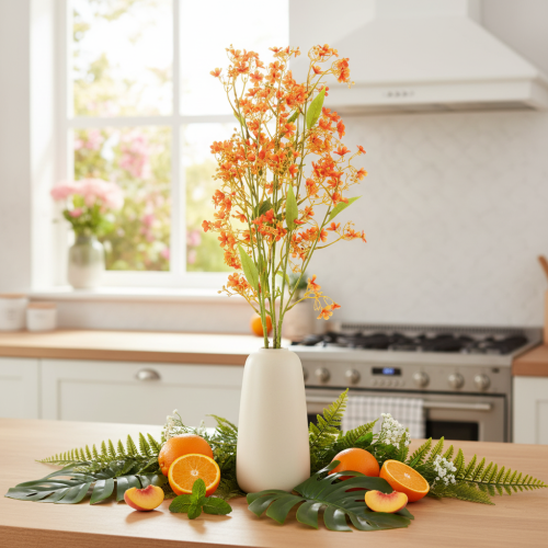 Kunstblume Branche d’Orchidée Orange 110 cm Lot de 3 pour Décoration Intérieure | Floristik24.fr