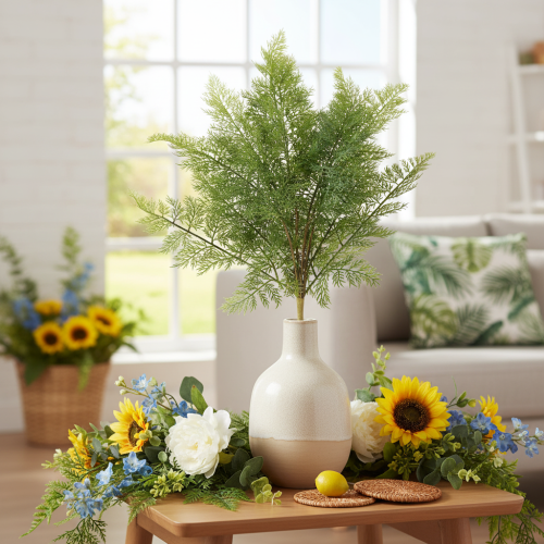 Branche de fougère artificielle verte ramifiée 68 cm | Floristik24.fr
