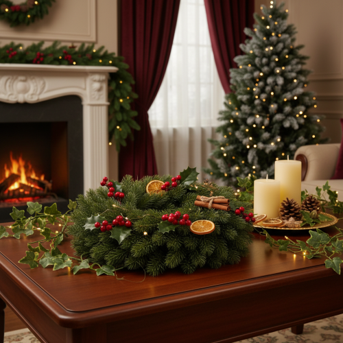 Couronne en branches de sapin artificiel vert rond 50 cm | Floristik24.fr