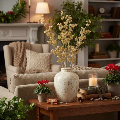 Branche décorative artificielle baies dorées 70 cm 3 pièces | Floristik24.fr