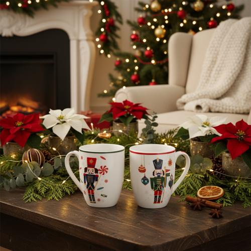 Tasses de Noël en Céramique Motifs Casse-Noisette et Canne à Sucre 10cm Lot de 2 | Floristik24.fr