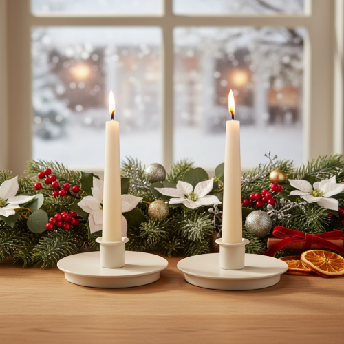 Chandelier rond crème en métal pour bougies chandelles, 10 cm, lot de 2 | Floristik24.fr