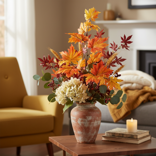 Article Branche d'érable artificielle 100 cm en couleurs d'automne