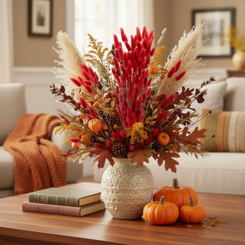 Lagurus séché bouquet fleurs séchées rouges 70 cm 100 g | Floristik24.fr