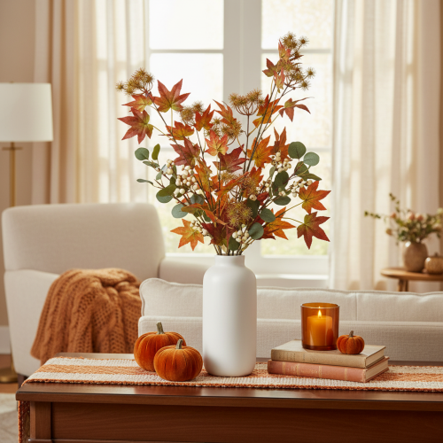 Article Branche d'érable artificielle avec feuilles et fruits décoratifs 132 cm