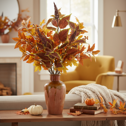 Article Kolistemon artificiel 20 cm avec feuilles rouges en plastique pour décoration intérieure