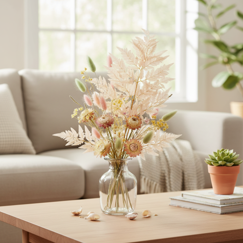 Article Fougère séchée décorative pour vase 42 cm rose 10 pièces