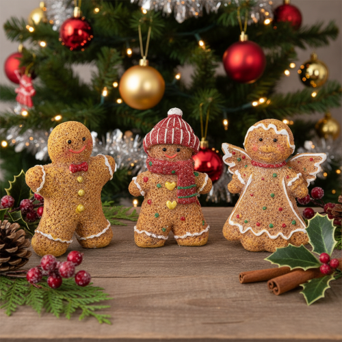 Décoration Figurines en Pain d'Épices en Plastique 8 cm Lot de 3 | Floristik24.fr