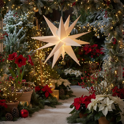 Étoile de Noël LED blanc chaud avec minuterie extérieure 60 cm | Floristik24.fr