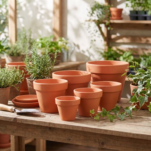Pots en terre cuite terracotta - Lot de 10 | Floristik24.fr