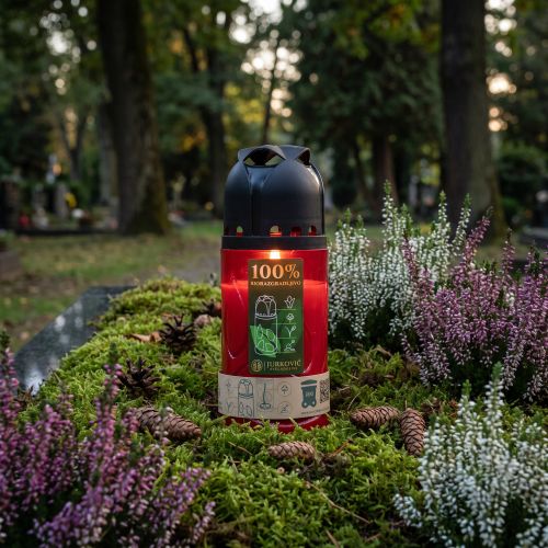 Bougie rouge biodégradable spéciale hommage H20cm | Floristik24.fr