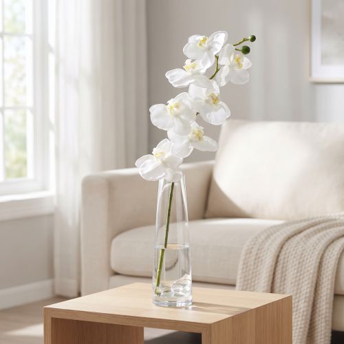 Article Orchidée Artificielle Blanche en Tige - 77 cm