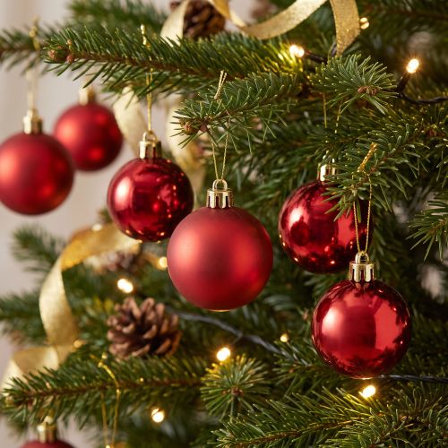 Boules de Noël en Plastique Rouge Ø6cm Lot de 12 | Floristik24.fr