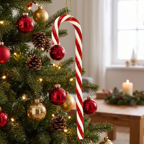 Zuckerstange décorative rouge et blanche à suspendre - Lot de 5 | Floristik24.fr