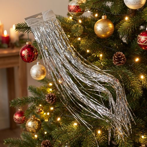 Lametta argenté pour décoration de Noël et fêtes, 50×40 cm, lot de 2 | Floristik24.fr