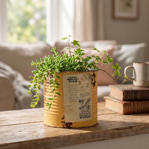 Pot décoratif en métal vintage, finition rouille, Ø11cm x H10.5cm | Floristik24.fr