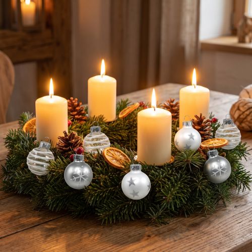 Boules de Noël en Verre Ø3cm Blanc et Argent Lot de 9 | Floristik24.fr