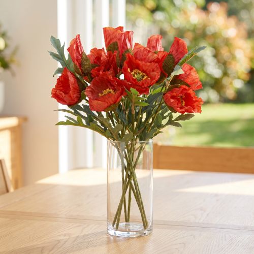Mohn artificiel rouge 45 cm - Bouquet de 3 tiges | Floristik24.fr