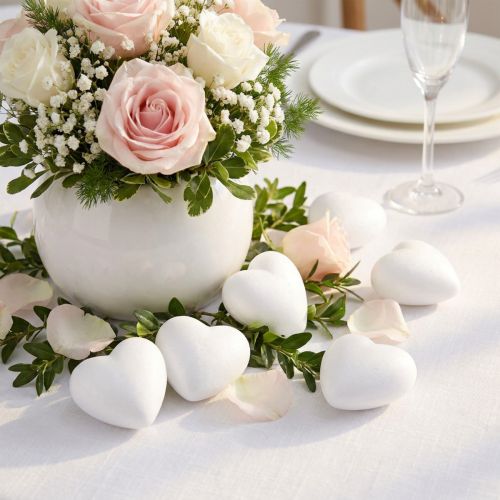 Cœurs en polystyrène bombés 5 cm blanc - Lot de 10 | Floristik24.fr