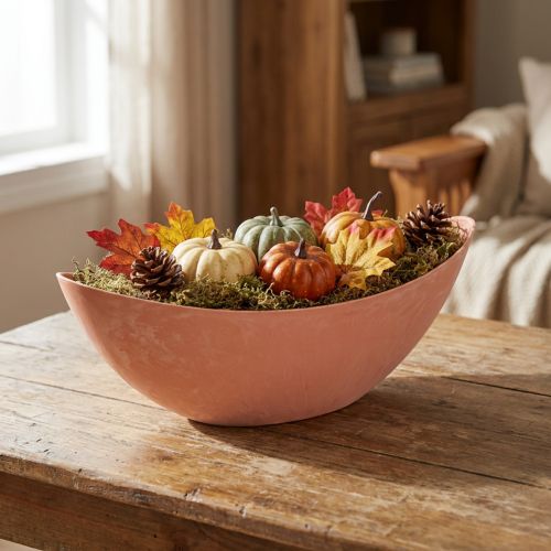 Coupe décorative en plastique orange clair 39 x 13 cm | Floristik24.fr