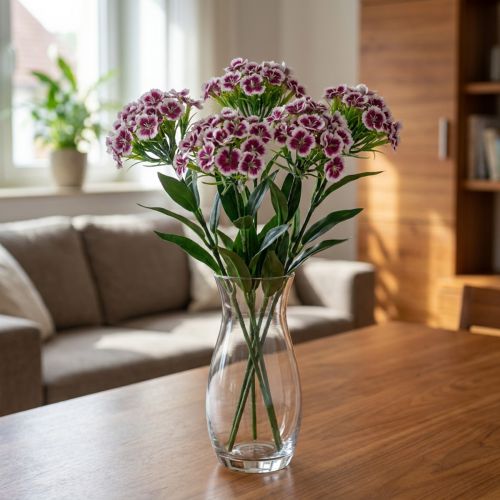 Fleur Artificielle Œillet Barbe-de-Bouc Violet et Blanc 52 cm | Floristik24.fr