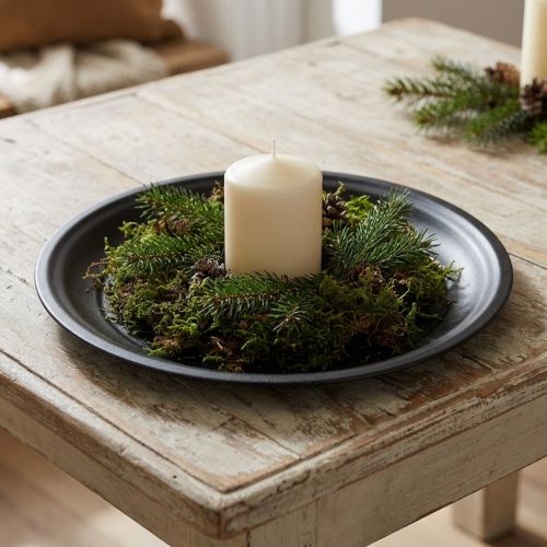 Plateau décoratif en métal anthracite Ø26 cm - Lot de 2 | Floristik24.fr