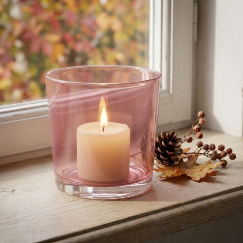 Pot décoratif en verre rose antique Ø10cm H8,5cm | Floristik24.fr