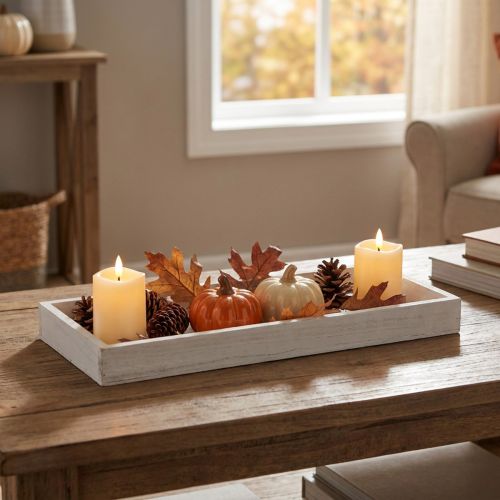 Plateau en bois plateau décoratif blanc shabby chic bois 35×15×3cm | Floristik24.fr