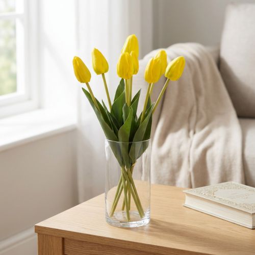 Tulipes artificielles jaunes 40 cm - Lot de 7 tiges pour décoration intérieure | Floristik24.fr