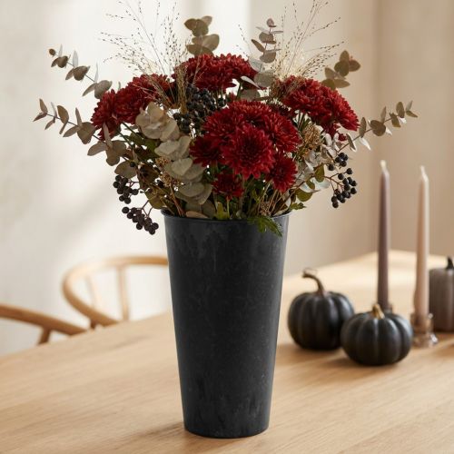 Vase de Table en Plastique Noir Anthracite Ø15cm H24cm | Floristik24.fr