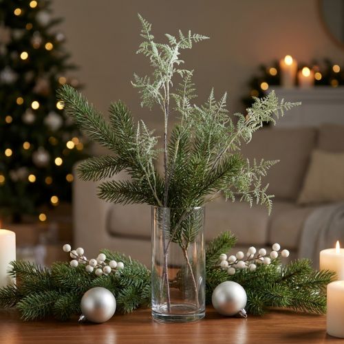 Branche de fougère artificielle avec finition pailletée 70 cm | Floristik24.fr