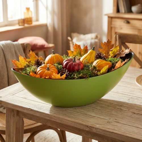Coupe décorative ovale verte en plastique 38,5x12,5x13cm | Floristik24.fr