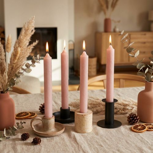 Article Lot de 6 bougies bâton roses en cire Ø21x170mm