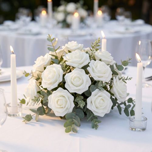 Roses artificielles en mousse blanches Ø4,5 cm – Lot de 36 | Floristik24.fr