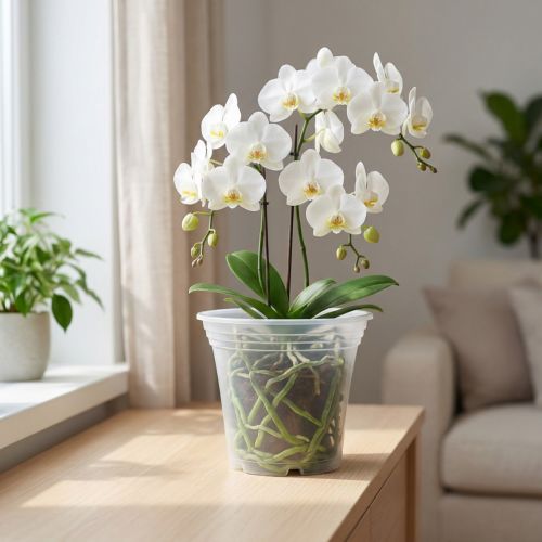 Pot de fleurs transparent en plastique Ø17cm | Floristik24.fr