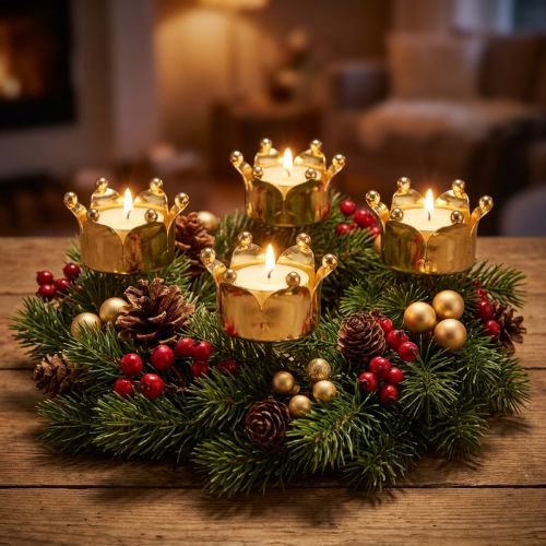 Photophore couronne or Ø4.8cm 4pcs | Floristik24.fr